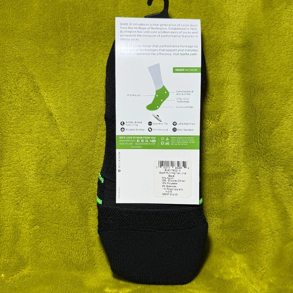 NWT Burlix Sports Men Running No Show Socks